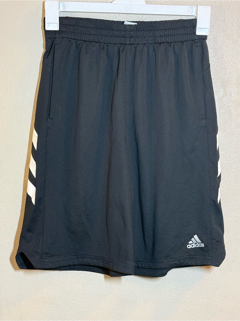 Boys Adidas Black Athletic Shorts w/ White Stripes Sz XL (18/20)